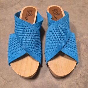 JAX & BARD Women's Blue Knit Slide Clog Sandals Size 38 7.5 8